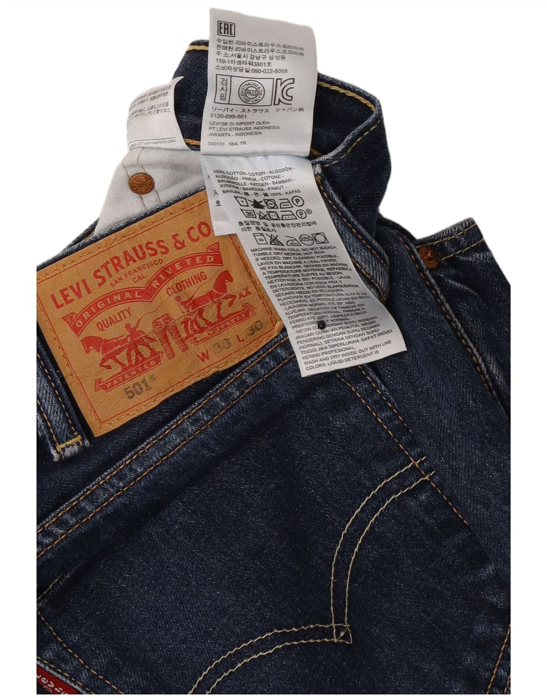 Levi's Herre 501 Regular Fit Straight Jeans W38 L30 Blå Bomuld
