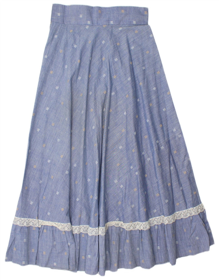 Vintage dame Maxi-nederdel W28 Medium Blue Spotted