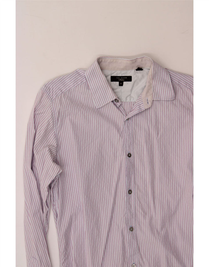 TED BAKER Mens Shirt Size 15 Medium Purple Striped Cotton Vintage Ted Baker and Second-Hand Ted Baker from Messina Hembry 