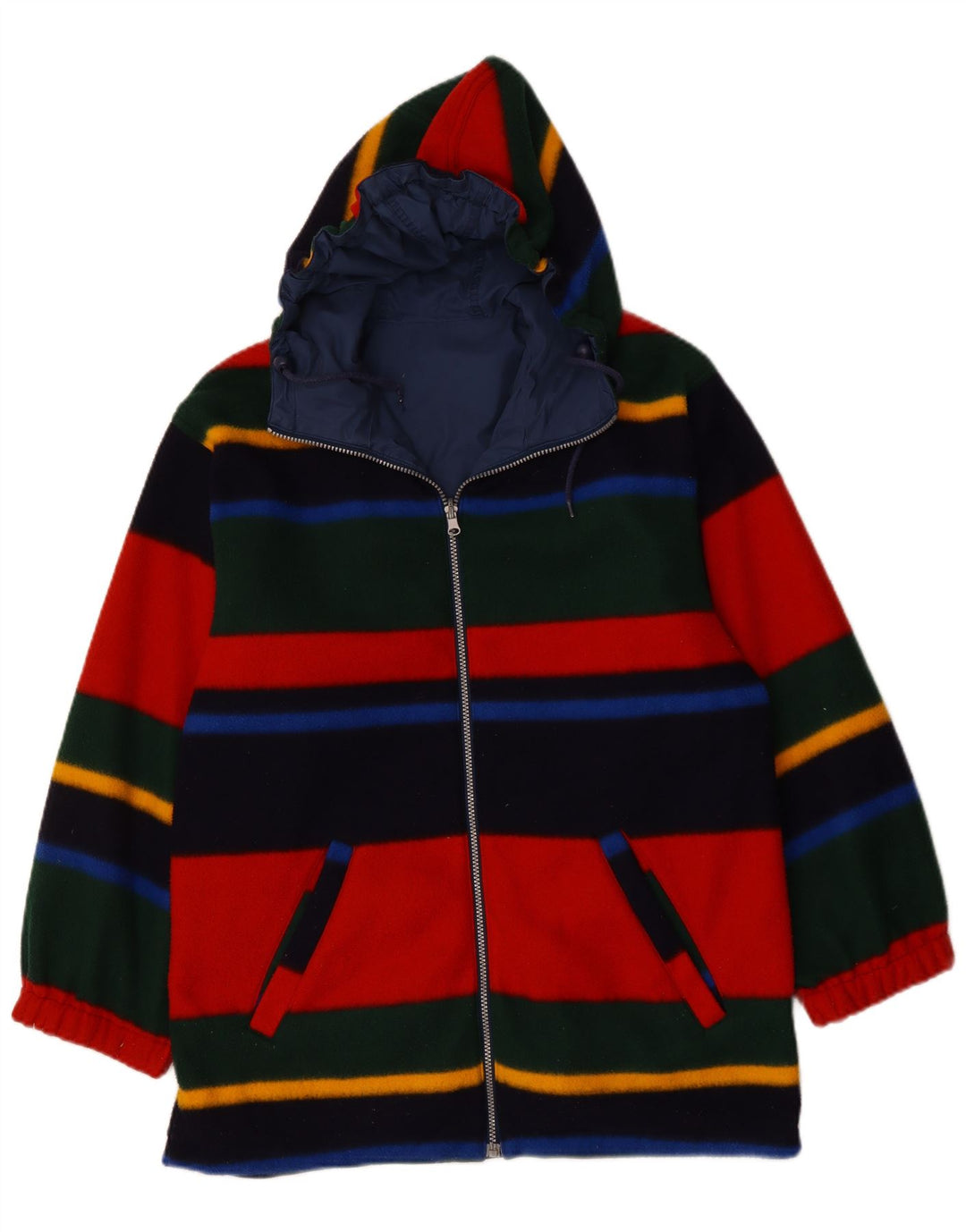 VINTAGE Dame Oversized hættejakke vendbar UK 12 Medium Navy Blue