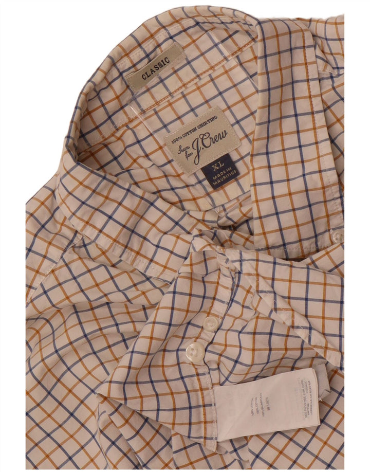 J. Crew Herre Classic Fit skjorte XL Hvid ternet bomuld