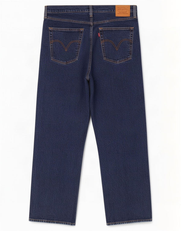 Levi's Womens Ribcage High Waist Straight Jeans W32 L29 Navy Blue Cotton