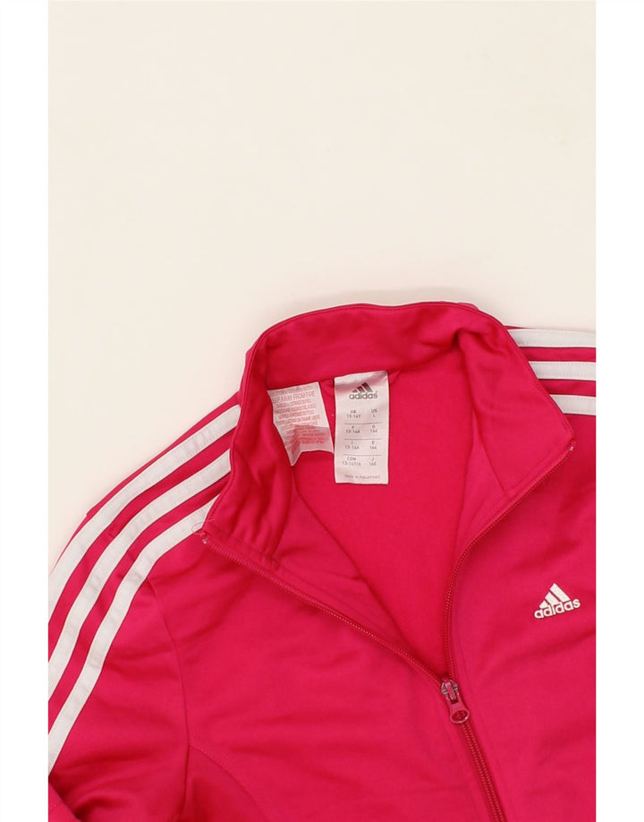 ADIDAS Girls Tracksuit Top Jacket 13-14 Years Pink Polyester Vintage Adidas and Second-Hand Adidas from Messina Hembry 