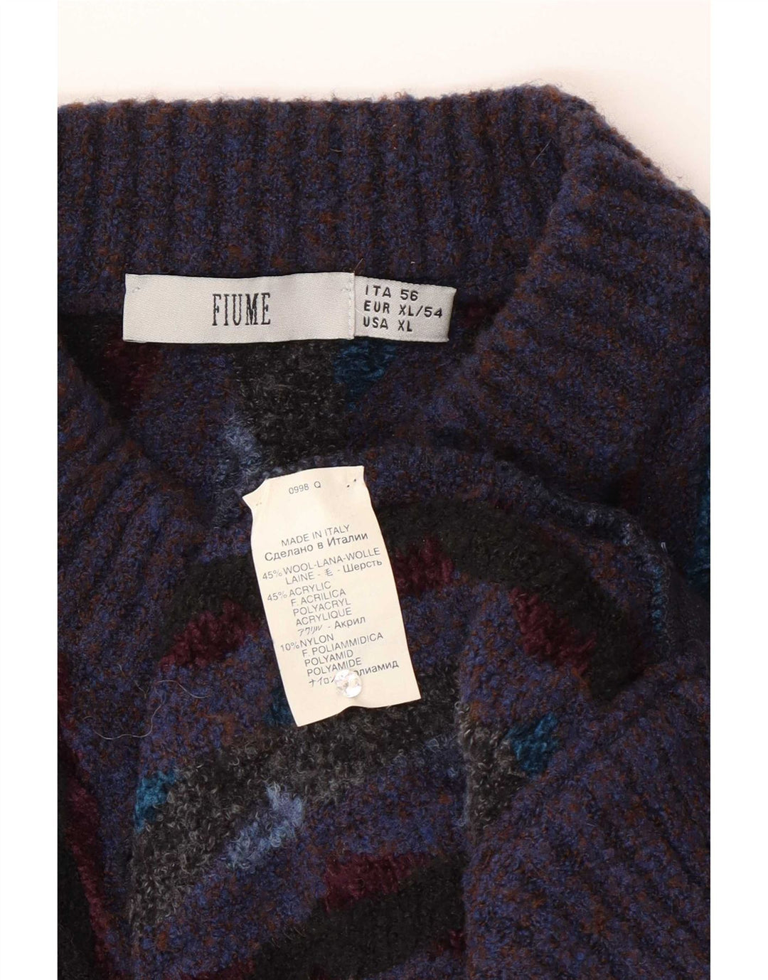 Fiume Herre Regular Fit Cardigan Sweater XL Lilla stribet uld