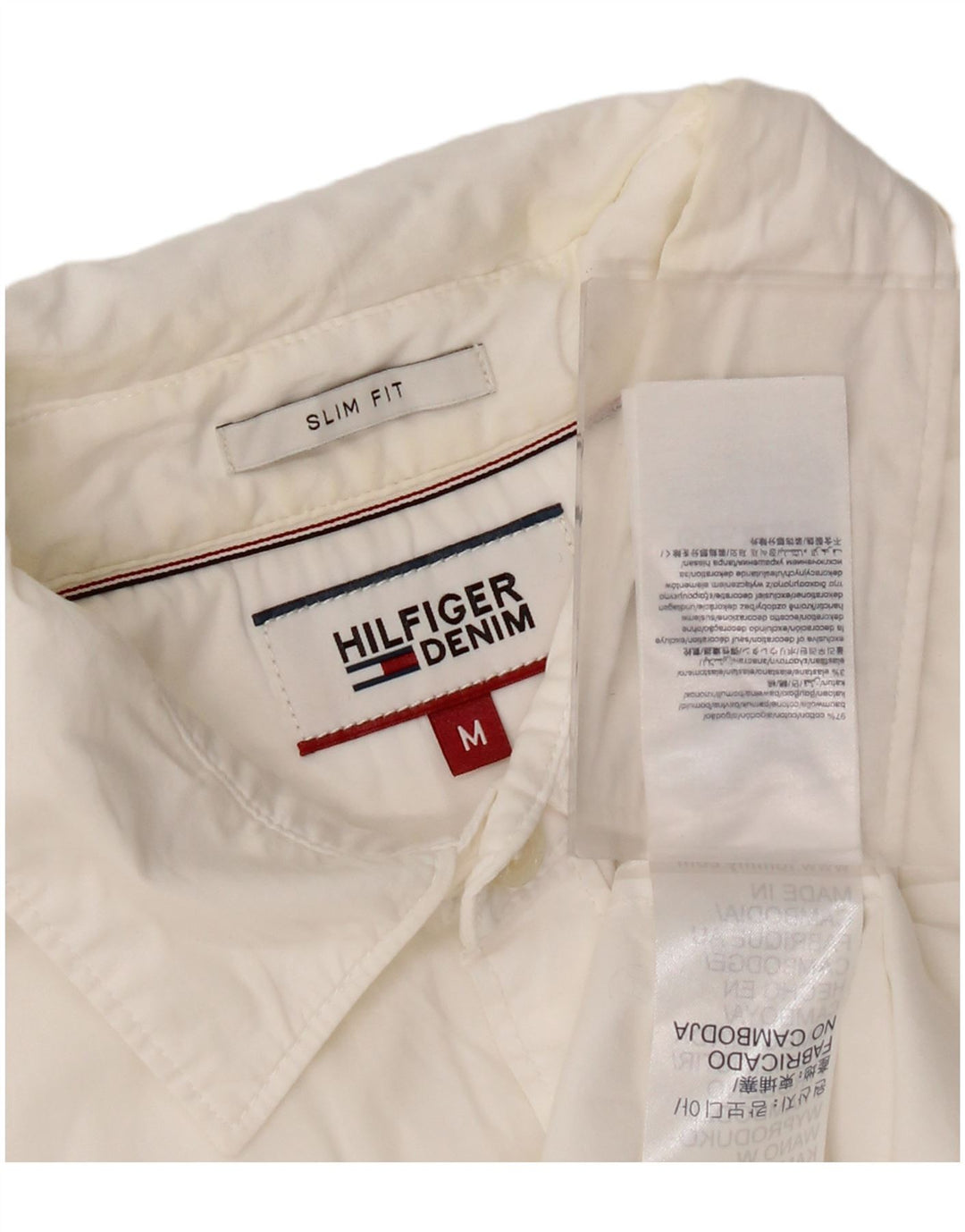 Tommy Hilfiger Herre kortærmet Slim Fit skjorte Medium hvid bomuld