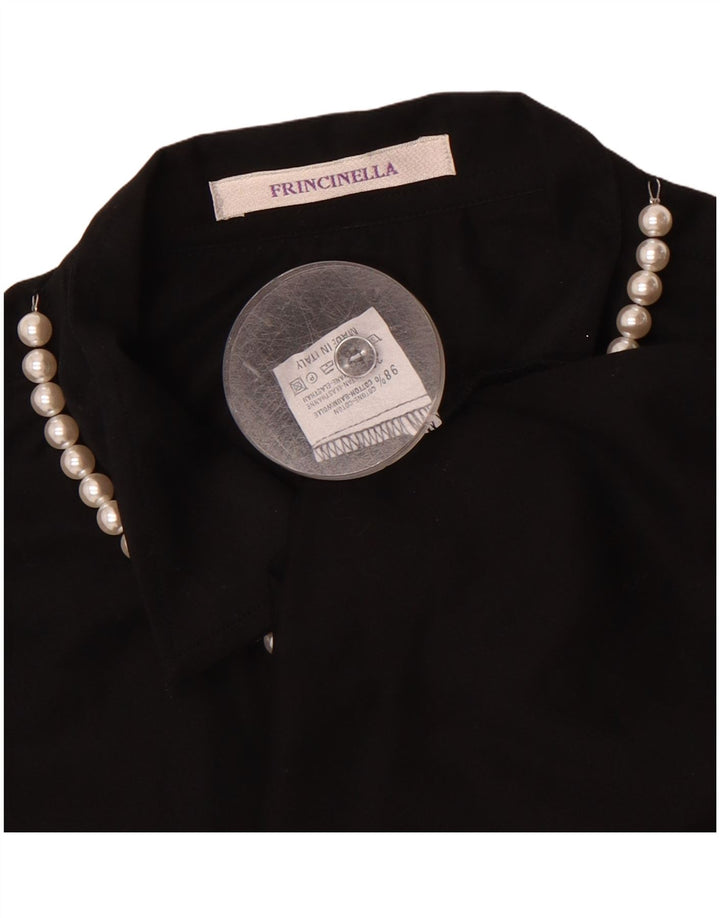 VINTAGE Womens Shirt IT 46 Large Black Cotton