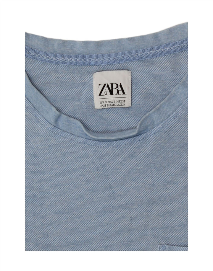 Zara Herre T-Shirt Top Lille Blå