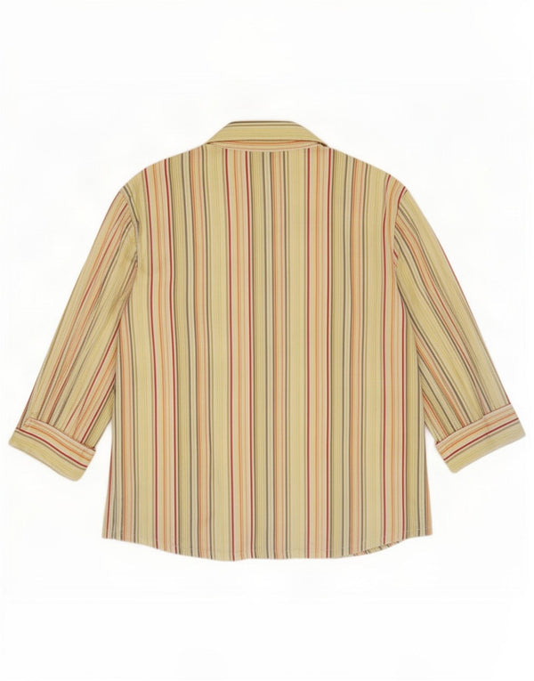 Trussardi Jeans Womens 3/4 Sleeve Shirt UK 20 2XL Multicoloured Striped