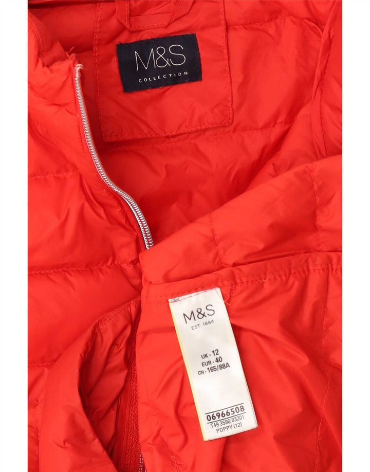 Marks & Spencer Dame Hætte Polstret Gilet UK 12 Medium Rød Polyamid
