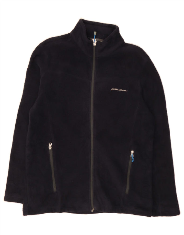 EDDIE BAUER Mens Fleece Jacket UK 38 Medium Navy Blue Polyester Vintage Eddie Bauer and Second-Hand Eddie Bauer from Messina Hembry 