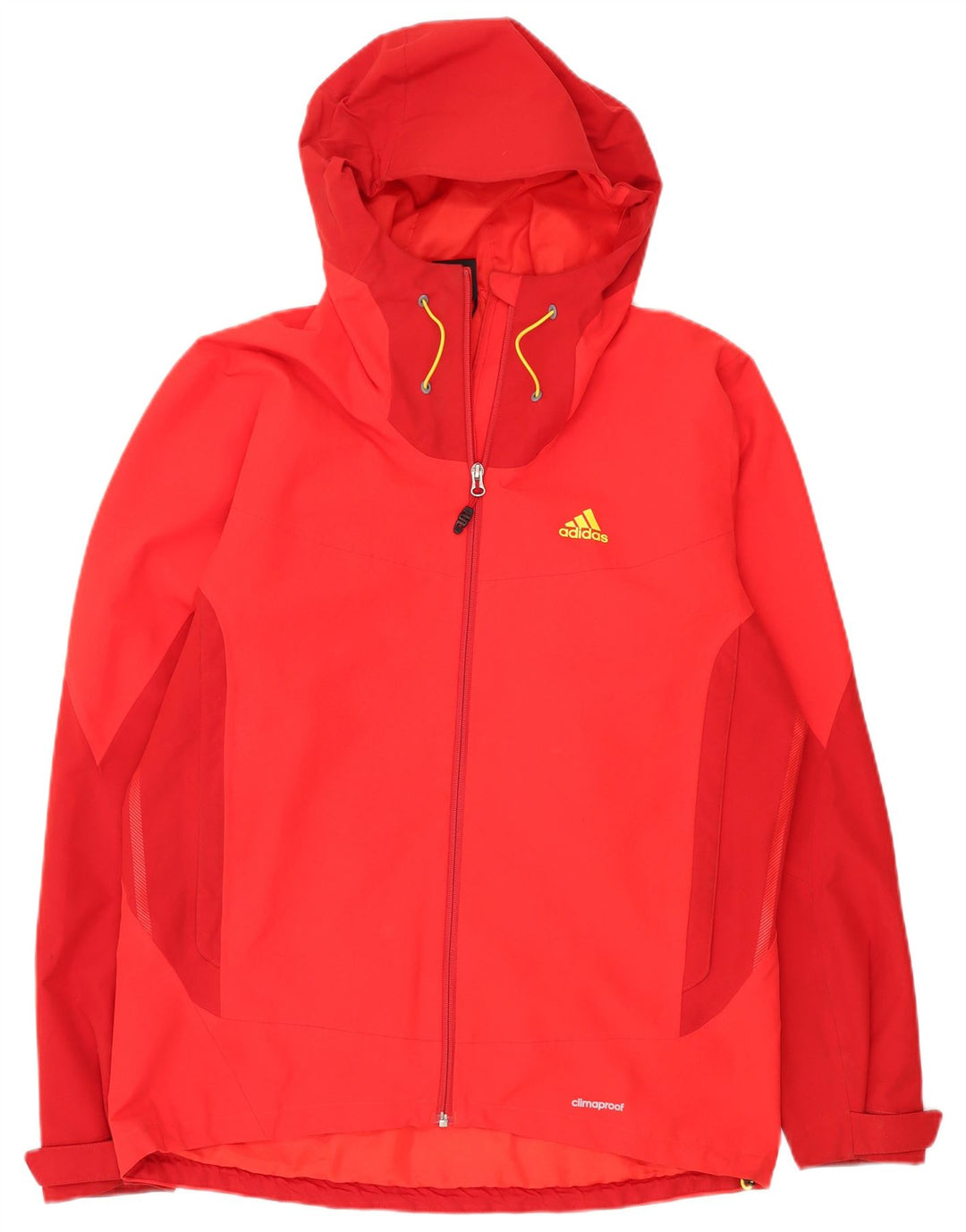 Adidas Regnjakke med hætte til mænd UK 42/44 Large Red Colourblock Polyester