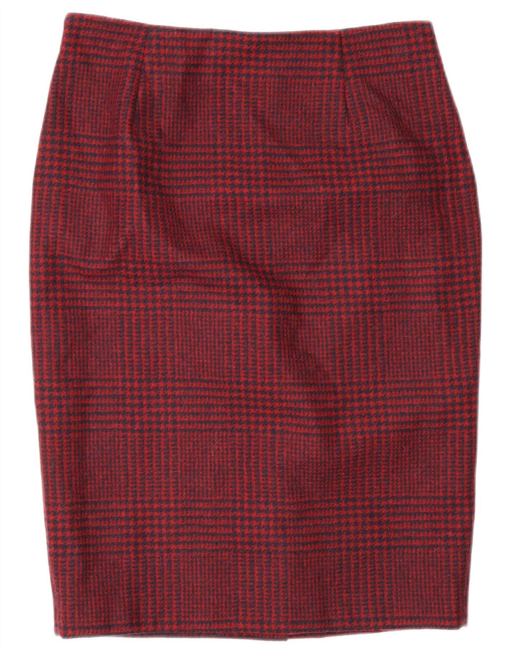 Hobbs Pencil Nederdel til kvinder UK 10 Small W28 Red Houndstooth Wool