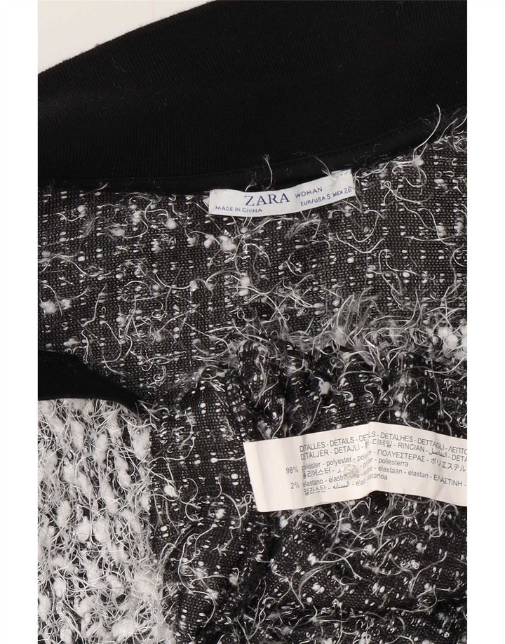 Zara Dame Polo Shirt UK 10 Small Grå Flecked Polyester