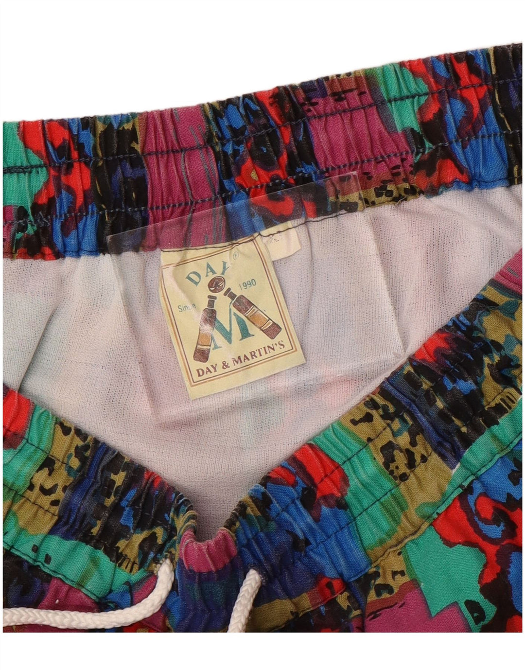 Vintage badeshorts med abstrakt mønster til mænd XL flerfarvet nylon