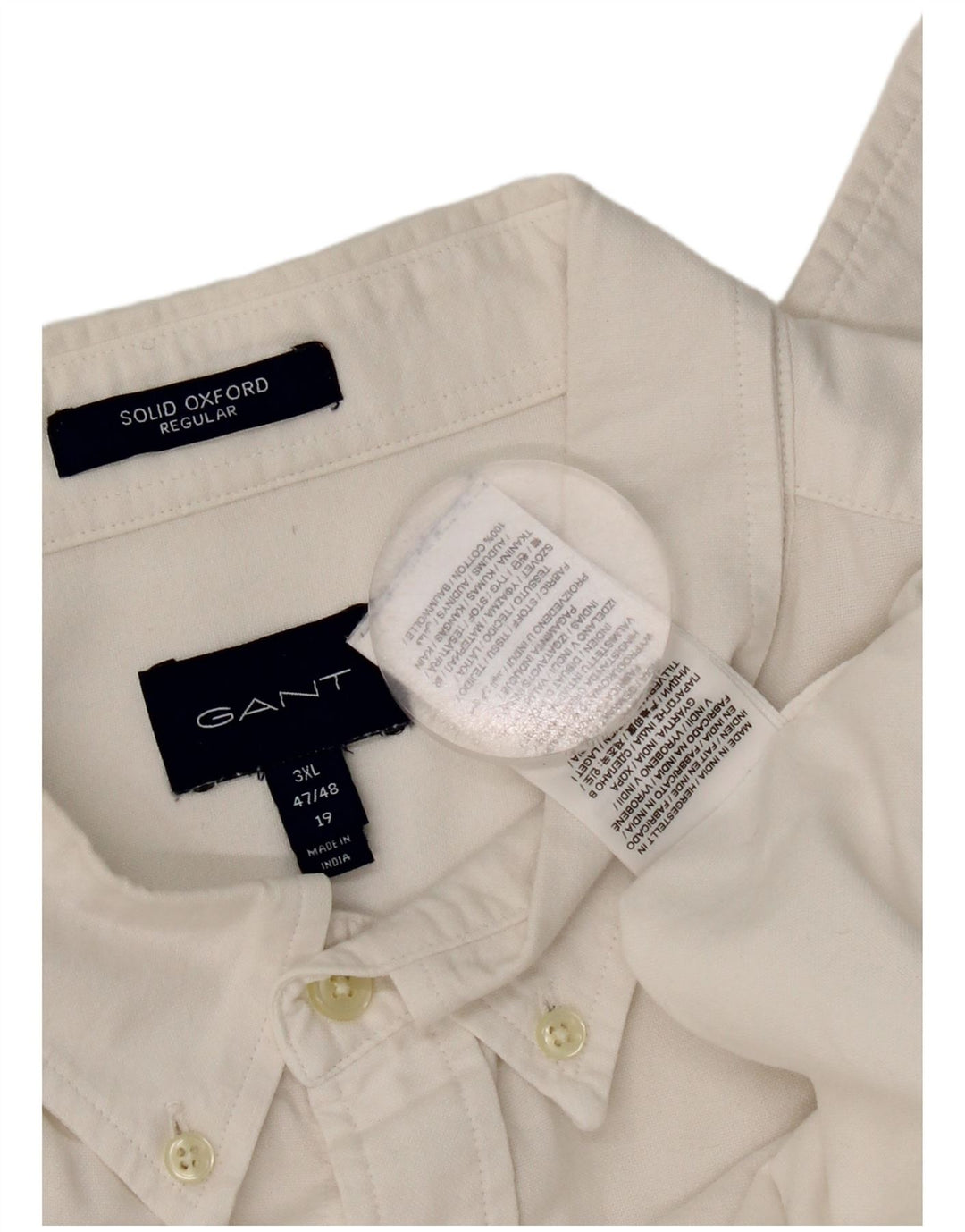 Gant Herre Regular Fit Skjorte Størrelse 47/48 19 3XL Hvid Bomuld