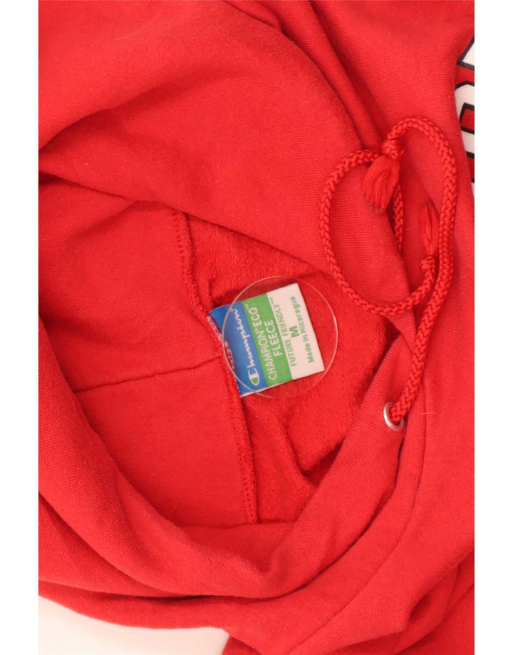 Champion Herre Wisconsin Grafisk Hoodie Jumper Medium Rød Bomuld