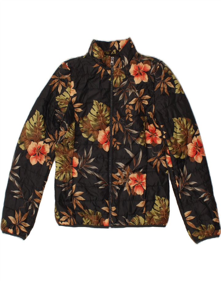 BENETTON Womens Padded Jacket UK 10 Small Brown Floral Polyester Vintage Benetton and Second-Hand Benetton from Messina Hembry 