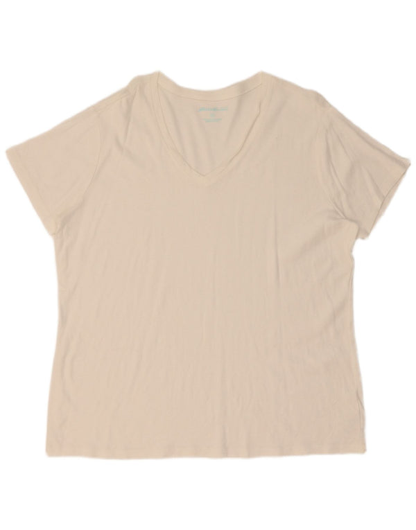 Eddie Bauer Dame T-Shirt Top UK 20 2XL Hvid Bomuld