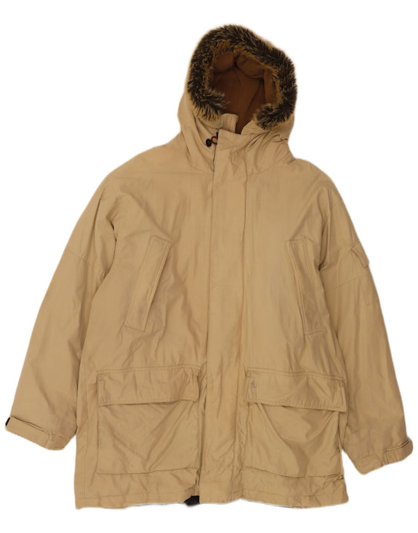 Timberland Herre Hooded Parka Jacket UK 40 Large Beige Nylon