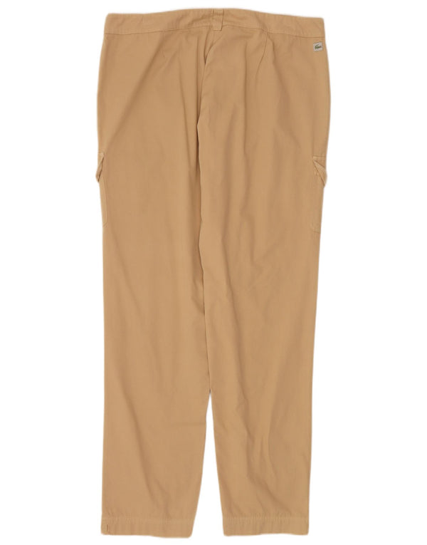 Lacoste Dame Straight Cargo Bukser Størrelse 44 Large W34 L32 Beige Bomuld