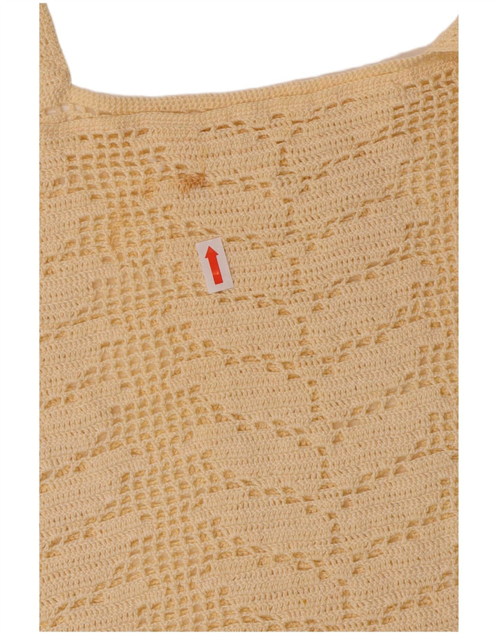 Vintage Dame Crop Hæklet Cami Top UK 10 Small Off White