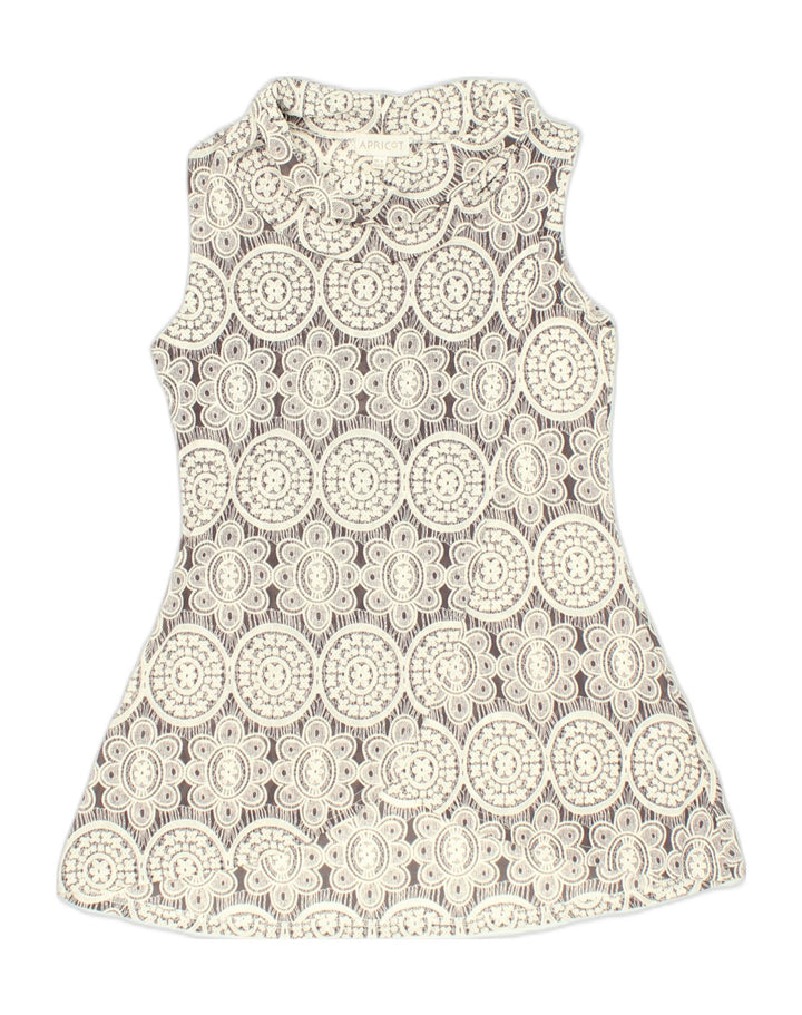 VINTAGE Womens Sleeveless Tunic Top UK 8 Small Grey Floral Polyester | Vintage Vintage | Thrift | Second-Hand Vintage | Used Clothing | Messina Hembry 