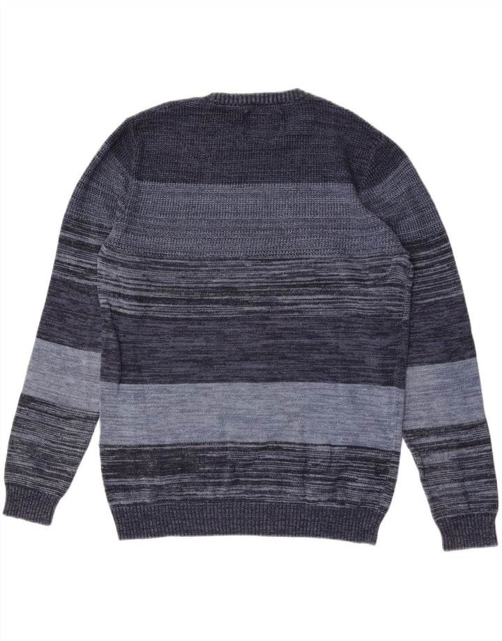 Jack & Jones Herre sweater med rund hals, mellemblå nålestribet bomuld