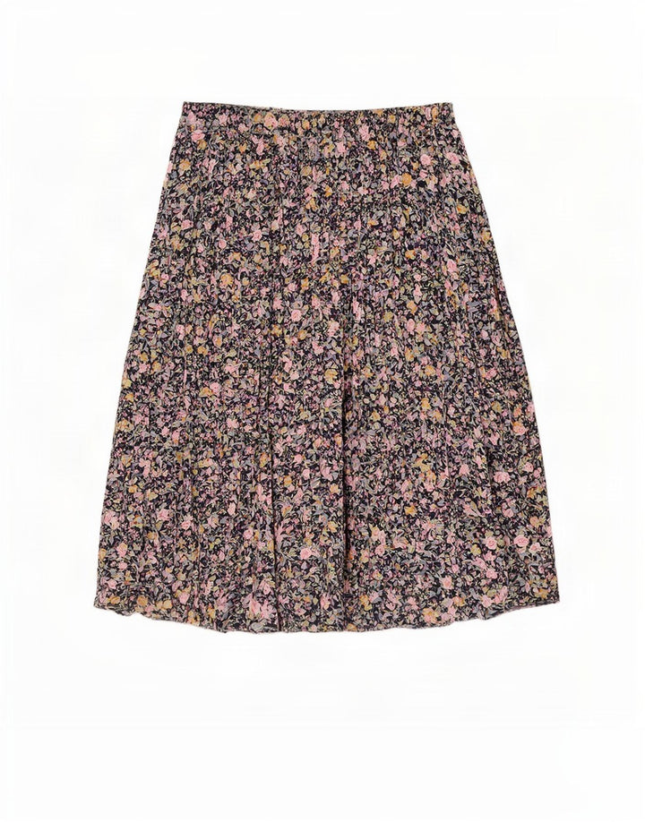 Vintage A-Line nederdel til kvinder W34 Large Navy Blue Floral Polyester
