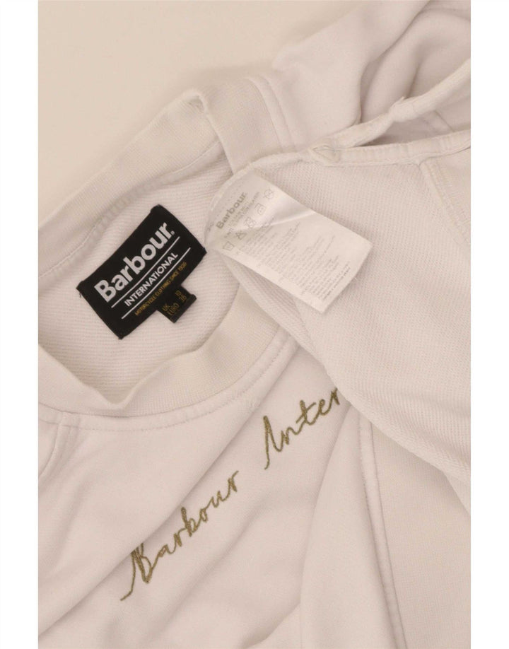 Barbour Womens Grafisk Oversized Sweatshirt Jumper UK 10 Small White Bomuld