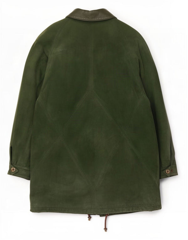Vintage oversized læderfrakke til kvinder EU 40 Medium Green