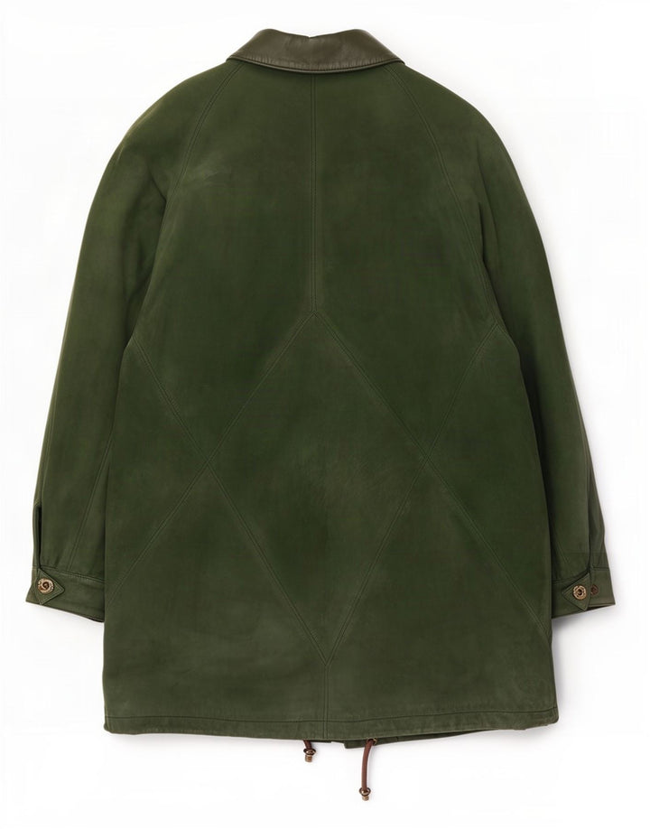 Vintage oversized læderfrakke til kvinder EU 40 Medium Green