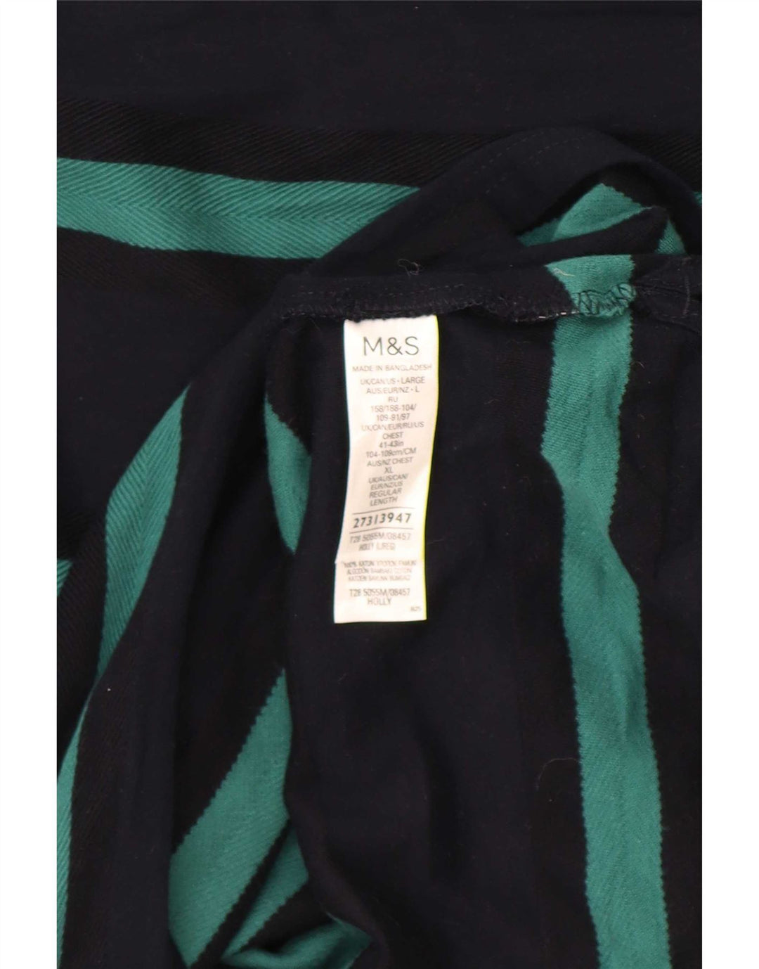 Marks & Spencer herre top langærmet stor marineblå stribet bomuld