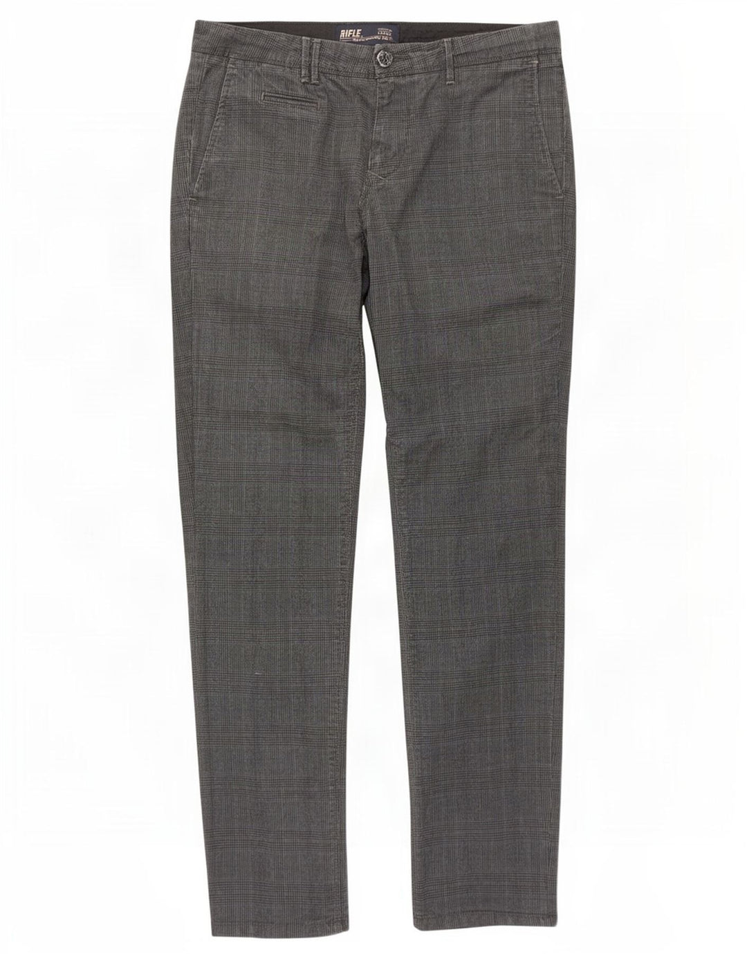 Riffel Herre Slim Chino Bukser W30 L32 Grå Houndstooth Bomuld