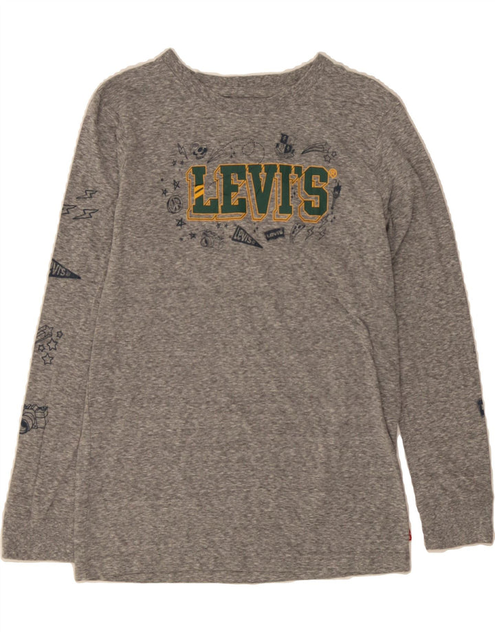 LEVI'S Boys Graphic Top Long Sleeve 13-14 Years XL Grey Cotton Vintage Levi's and Second-Hand Levi's from Messina Hembry 