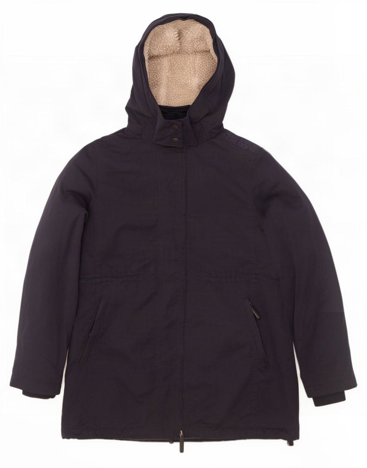Superdry høj hættejakke til mænd UK 42 XL marineblå polyester