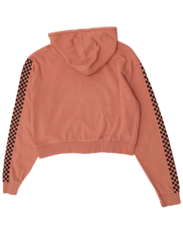 Vans Dame Oversized Crop Zip Hoodie Sweater UK 10 Small Pink Check