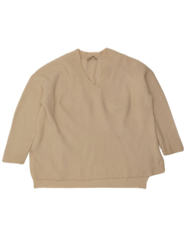 All Saints Dame Oversized V-hals sweater UK 14 Medium Off White