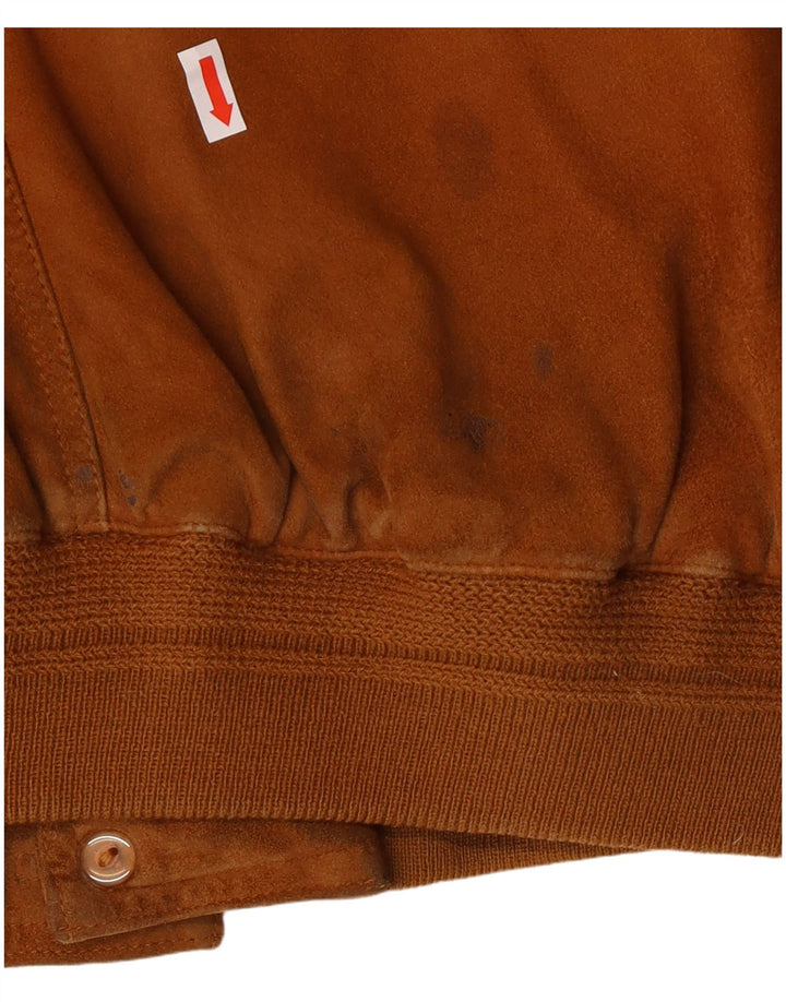 VINTAGE Bomberjakke i ruskind til mænd UK 42 XL brunt læder