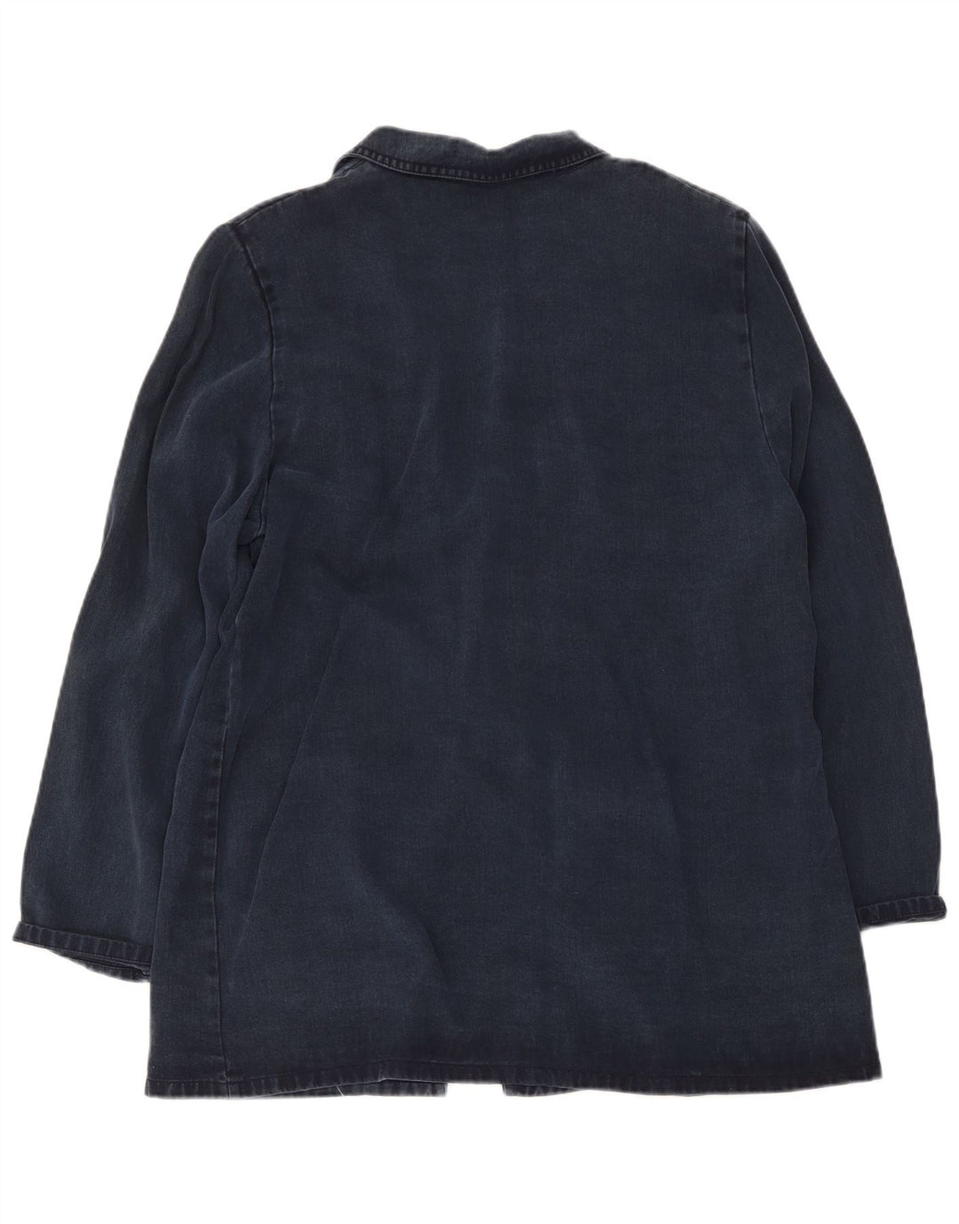 Vintage Dame 2 Button Longline Blazer Jacket UK 20 2XL Navy Blue Lyocell