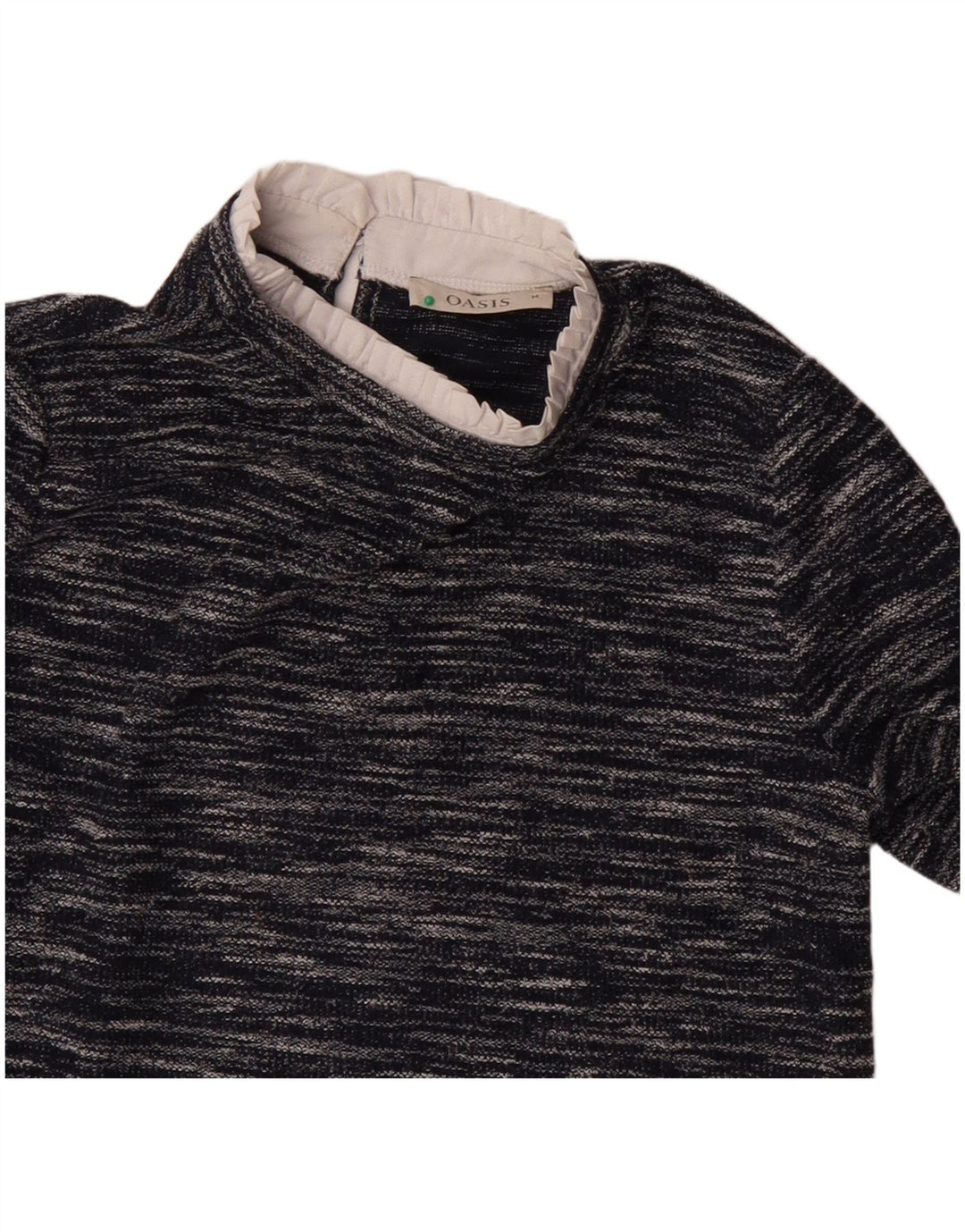 Oasis Dame Langærmet Bluse Top UK 14 Medium Navy Blue Flecked