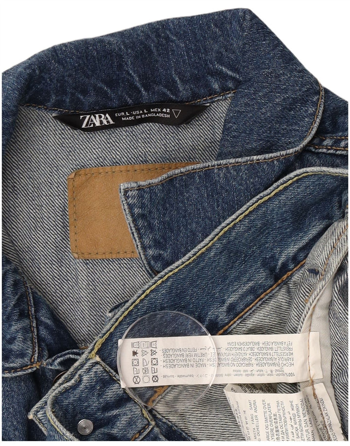 Zara Herre denimjakke UK 40 Stor Blå Bomuld