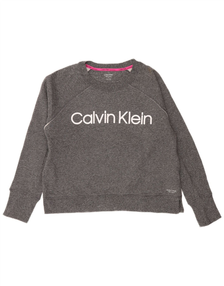 CALVIN KLEIN Womens Performance Sweatshirt Jumper UK 14 Medium Grey