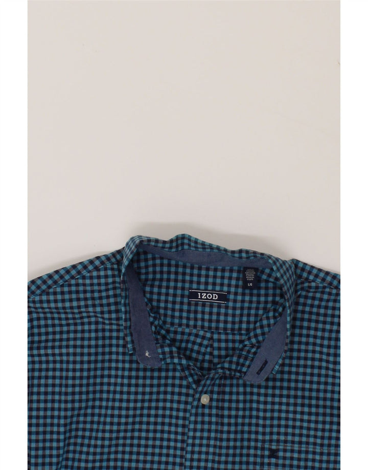 IZOD Mens Shirt Large Blue Gingham Cotton Vintage Izod and Second-Hand Izod from Messina Hembry 