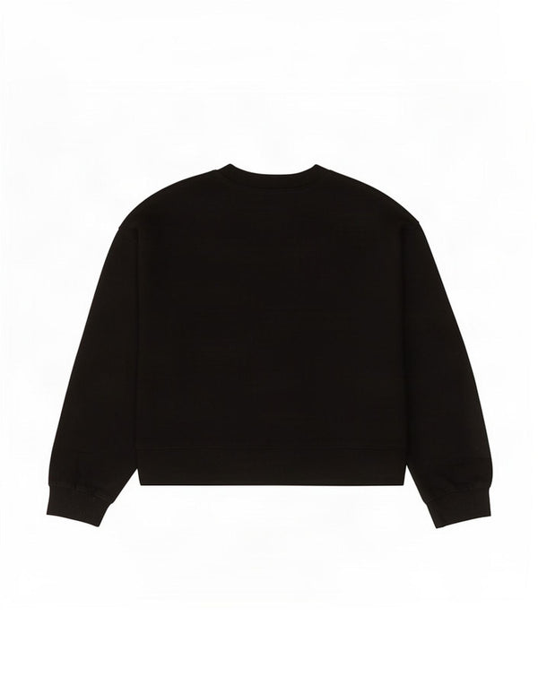 Zara Womens Crop Oversized Sweatshirt Jumper UK 10 Small Black Cotton