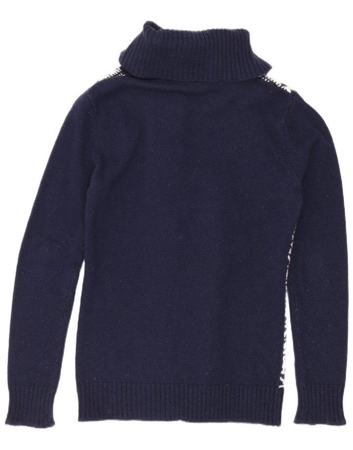 Carrera Dame Cardigan Sweater UK 12 Medium Navy Blue Geometric