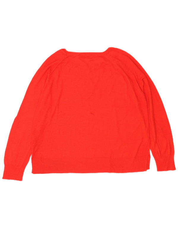 Zara Dame Boat Neck Jumper Sweater UK 16 Large Orange Viscose