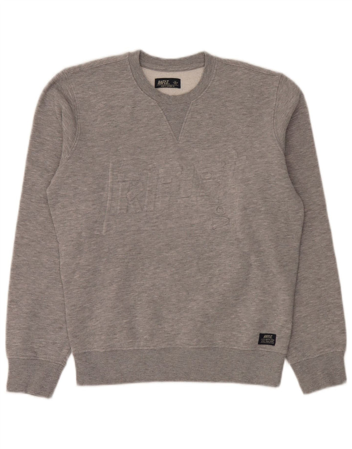 Rifle Herre Grafisk Sweatshirt Jumper Lille Grå Flecked Bomuld