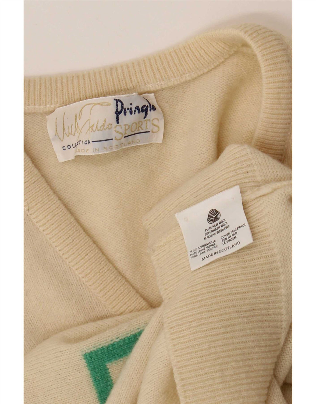 Pringle Herre V-hals sweater Stor Beige Geometrisk Ny Uld