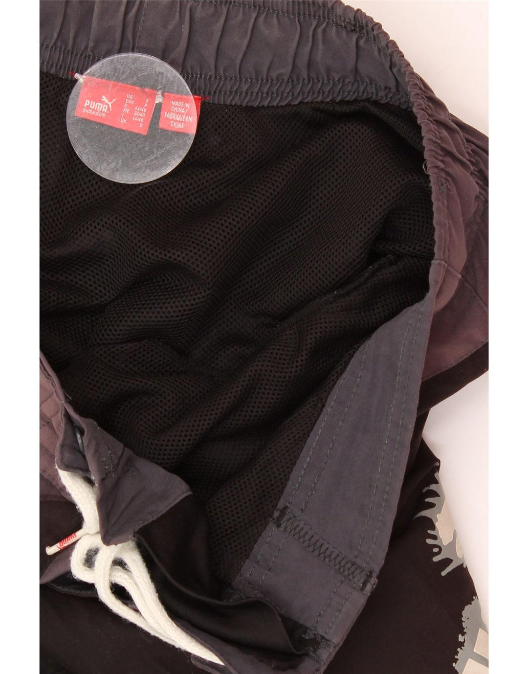 PUMA Mens Graphic Swimming Shorts Small Brown Colourblock Vintage Puma and Second-Hand Puma from Messina Hembry 