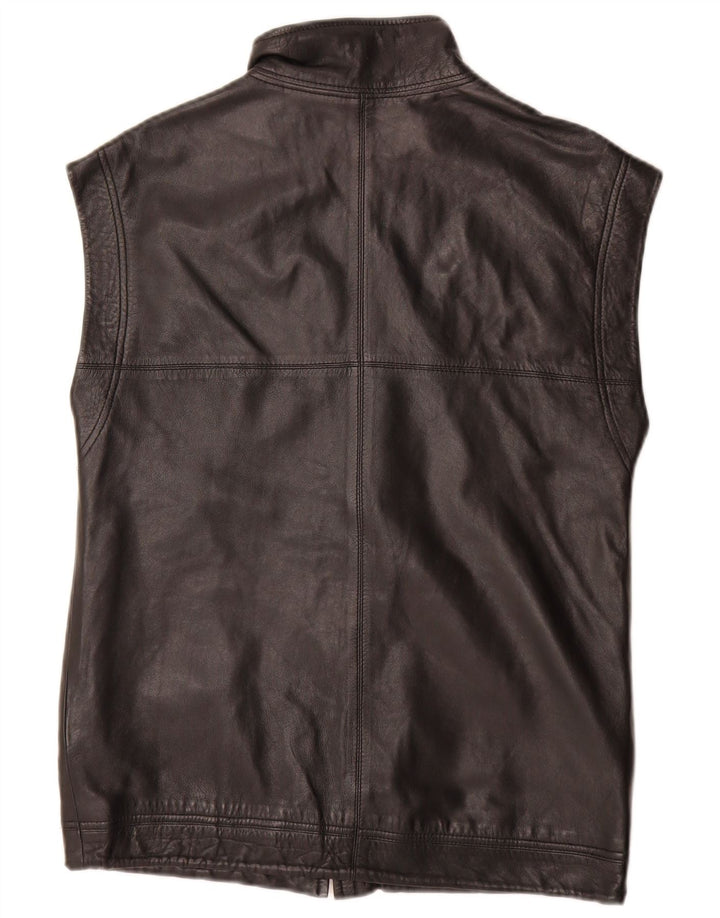 Vintage Herre Læder Gilet UK 36 Small Black